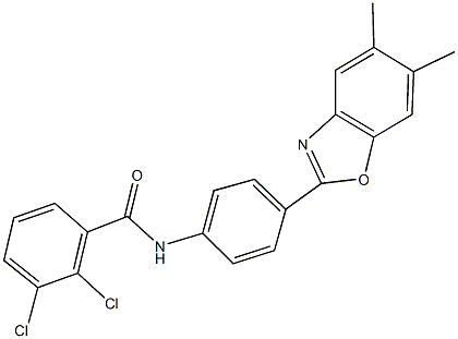 2,3-dichloro-N-[4-(5,6-dimethyl-1,3-benzoxazol-2-yl)phenyl]benzamide 结构式