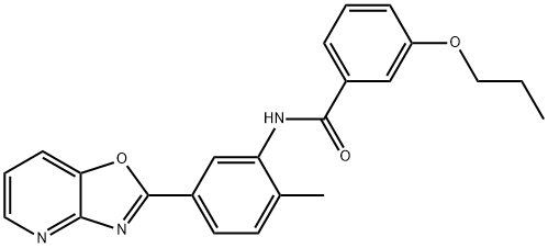 N-(2-methyl-5-[1,3]oxazolo[4,5-b]pyridin-2-ylphenyl)-3-propoxybenzamide 结构式