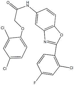 N-[2-(2-chloro-4-fluorophenyl)-1,3-benzoxazol-5-yl]-2-(2,4-dichlorophenoxy)acetamide 结构式