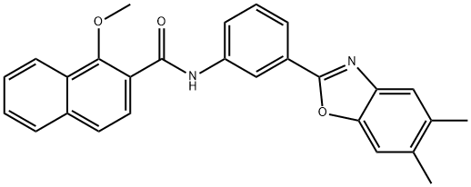 N-[3-(5,6-dimethyl-1,3-benzoxazol-2-yl)phenyl]-1-methoxy-2-naphthamide 结构式