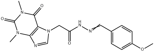 2-(1,3-dimethyl-2,6-dioxo-1,2,3,6-tetrahydro-7H-purin-7-yl)-N'-(4-methoxybenzylidene)acetohydrazide 结构式