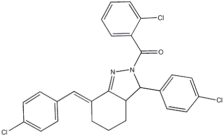 2-(2-chlorobenzoyl)-7-(4-chlorobenzylidene)-3-(4-chlorophenyl)-3,3a,4,5,6,7-hexahydro-2H-indazole 结构式