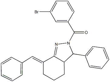 7-benzylidene-2-(3-bromobenzoyl)-3-phenyl-3,3a,4,5,6,7-hexahydro-2H-indazole 结构式