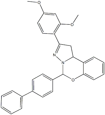 5-[1,1'-biphenyl]-4-yl-2-(2,4-dimethoxyphenyl)-1,10b-dihydropyrazolo[1,5-c][1,3]benzoxazine 结构式