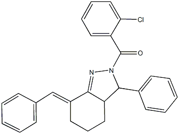 7-benzylidene-2-(2-chlorobenzoyl)-3-phenyl-3,3a,4,5,6,7-hexahydro-2H-indazole 结构式