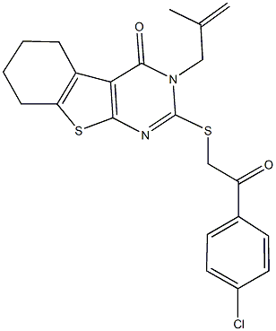 2-{[2-(4-chlorophenyl)-2-oxoethyl]sulfanyl}-3-(2-methyl-2-propenyl)-5,6,7,8-tetrahydro[1]benzothieno[2,3-d]pyrimidin-4(3H)-one 结构式