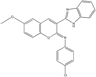 N-[3-(1H-benzimidazol-2-yl)-6-methoxy-2H-chromen-2-ylidene]-N-(4-chlorophenyl)amine 结构式