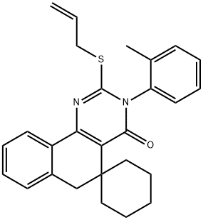 2-(allylsulfanyl)-3-(2-methylphenyl)-4-oxo-3,4,5,6-tetrahydrospiro(benzo[h]quinazoline-5,1'-cyclohexane) 结构式