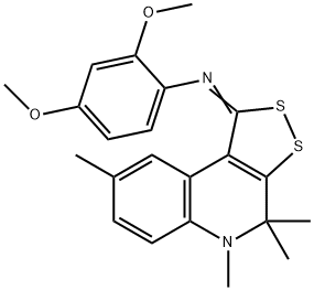 N-(2,4-dimethoxyphenyl)-N-(4,4,5,8-tetramethyl-4,5-dihydro-1H-[1,2]dithiolo[3,4-c]quinolin-1-ylidene)amine 结构式