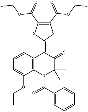 diethyl 2-(1-benzoyl-8-ethoxy-2,2-dimethyl-3-thioxo-2,3-dihydro-4(1H)-quinolinylidene)-1,3-dithiole-4,5-dicarboxylate 结构式