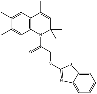 1-[(1,3-benzothiazol-2-ylsulfanyl)acetyl]-2,2,4,6,7-pentamethyl-1,2-dihydroquinoline 结构式