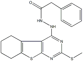 N'-[2-(methylsulfanyl)-5,6,7,8-tetrahydro[1]benzothieno[2,3-d]pyrimidin-4-yl]-2-phenylacetohydrazide 结构式