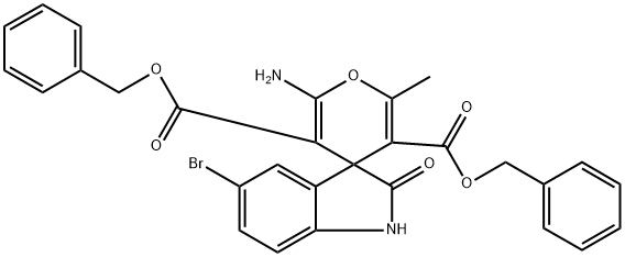 dibenzyl 2'-amino-5-bromo-1,3-dihydro-6'-methyl-2-oxospiro[2H-indol-3,4'-(4'H)-pyran]-3',5'-dicarboxylate 结构式