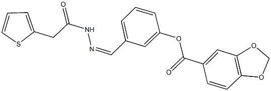 3-[2-(2-thienylacetyl)carbohydrazonoyl]phenyl 1,3-benzodioxole-5-carboxylate 结构式