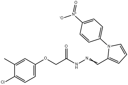 2-(4-chloro-3-methylphenoxy)-N'-[(1-{4-nitrophenyl}-1H-pyrrol-2-yl)methylene]acetohydrazide 结构式