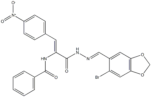 N-(1-({2-[(6-bromo-1,3-benzodioxol-5-yl)methylene]hydrazino}carbonyl)-2-{4-nitrophenyl}vinyl)benzamide 结构式