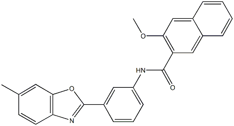 3-methoxy-N-[3-(6-methyl-1,3-benzoxazol-2-yl)phenyl]-2-naphthamide 结构式