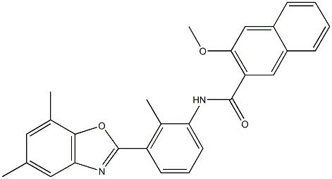 N-[3-(5,7-dimethyl-1,3-benzoxazol-2-yl)-2-methylphenyl]-3-methoxy-2-naphthamide 结构式