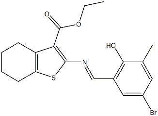 ethyl 2-[(5-bromo-2-hydroxy-3-methylbenzylidene)amino]-4,5,6,7-tetrahydro-1-benzothiophene-3-carboxylate 结构式