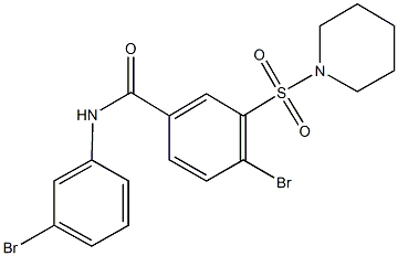 4-bromo-N-(3-bromophenyl)-3-(1-piperidinylsulfonyl)benzamide 结构式