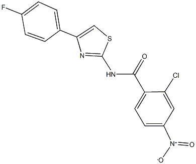 2-chloro-N-[4-(4-fluorophenyl)-1,3-thiazol-2-yl]-4-nitrobenzamide 结构式