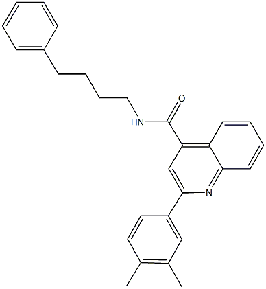 2-(3,4-dimethylphenyl)-N-(4-phenylbutyl)-4-quinolinecarboxamide 结构式