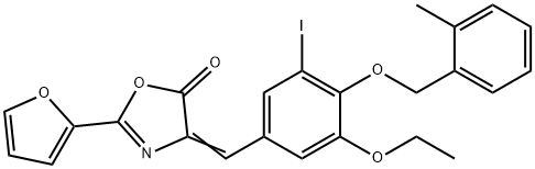 4-{3-ethoxy-5-iodo-4-[(2-methylbenzyl)oxy]benzylidene}-2-(2-furyl)-1,3-oxazol-5(4H)-one 结构式