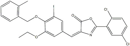 2-(2,5-dichlorophenyl)-4-{3-ethoxy-5-iodo-4-[(2-methylbenzyl)oxy]benzylidene}-1,3-oxazol-5(4H)-one 结构式