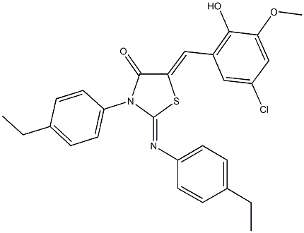 5-(5-chloro-2-hydroxy-3-methoxybenzylidene)-3-(4-ethylphenyl)-2-[(4-ethylphenyl)imino]-1,3-thiazolidin-4-one 结构式