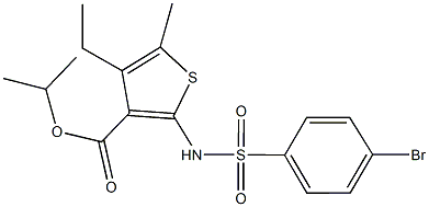 isopropyl 2-{[(4-bromophenyl)sulfonyl]amino}-4-ethyl-5-methyl-3-thiophenecarboxylate 结构式