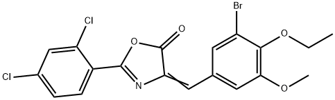 4-(3-bromo-4-ethoxy-5-methoxybenzylidene)-2-(2,4-dichlorophenyl)-1,3-oxazol-5(4H)-one 结构式