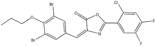 2-(2-chloro-4,5-difluorophenyl)-4-(3,5-dibromo-4-propoxybenzylidene)-1,3-oxazol-5(4H)-one 结构式