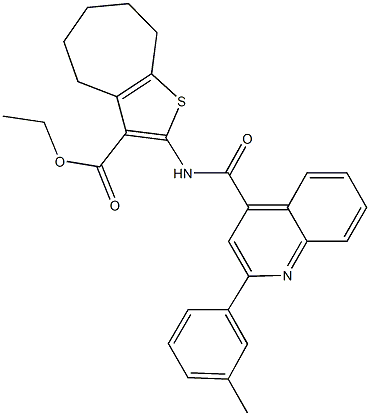 ethyl 2-({[2-(3-methylphenyl)-4-quinolinyl]carbonyl}amino)-5,6,7,8-tetrahydro-4H-cyclohepta[b]thiophene-3-carboxylate 结构式