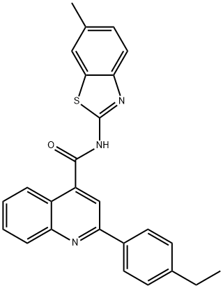 2-(4-ethylphenyl)-N-(6-methyl-1,3-benzothiazol-2-yl)-4-quinolinecarboxamide 结构式