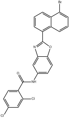 N-[2-(5-bromo-1-naphthyl)-1,3-benzoxazol-5-yl]-2,4-dichlorobenzamide 结构式