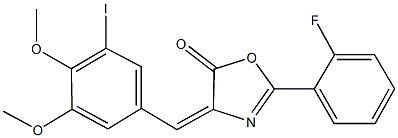 2-(2-fluorophenyl)-4-(3-iodo-4,5-dimethoxybenzylidene)-1,3-oxazol-5(4H)-one 结构式