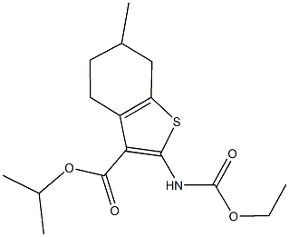 isopropyl 2-[(ethoxycarbonyl)amino]-6-methyl-4,5,6,7-tetrahydro-1-benzothiophene-3-carboxylate 结构式