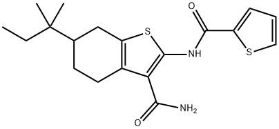 6-tert-pentyl-2-[(2-thienylcarbonyl)amino]-4,5,6,7-tetrahydro-1-benzothiophene-3-carboxamide 结构式