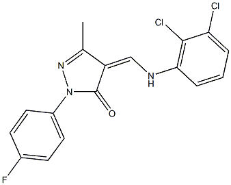 4-[(2,3-dichloroanilino)methylene]-2-(4-fluorophenyl)-5-methyl-2,4-dihydro-3H-pyrazol-3-one 结构式