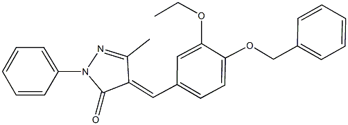 4-[4-(benzyloxy)-3-ethoxybenzylidene]-5-methyl-2-phenyl-2,4-dihydro-3H-pyrazol-3-one 结构式