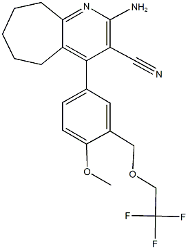 2-amino-4-{4-methoxy-3-[(2,2,2-trifluoroethoxy)methyl]phenyl}-6,7,8,9-tetrahydro-5H-cyclohepta[b]pyridine-3-carbonitrile 结构式