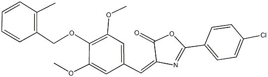 2-(4-chlorophenyl)-4-{3,5-dimethoxy-4-[(2-methylbenzyl)oxy]benzylidene}-1,3-oxazol-5(4H)-one 结构式