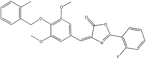 4-{3,5-dimethoxy-4-[(2-methylbenzyl)oxy]benzylidene}-2-(2-fluorophenyl)-1,3-oxazol-5(4H)-one 结构式