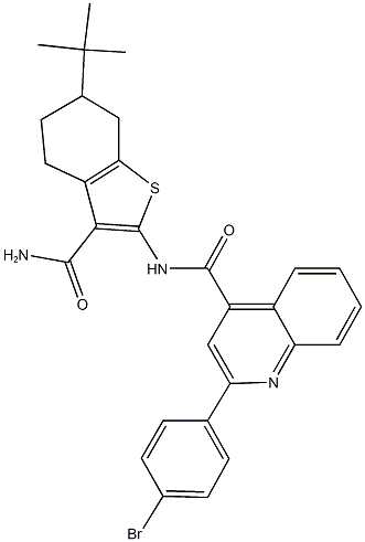 N-[3-(aminocarbonyl)-6-tert-butyl-4,5,6,7-tetrahydro-1-benzothien-2-yl]-2-(4-bromophenyl)-4-quinolinecarboxamide 结构式
