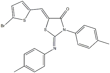 5-[(5-bromo-2-thienyl)methylene]-3-(4-methylphenyl)-2-[(4-methylphenyl)imino]-1,3-thiazolidin-4-one 结构式