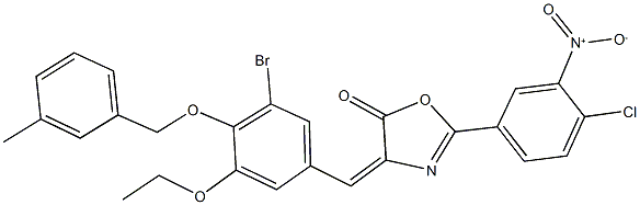 4-{3-bromo-5-ethoxy-4-[(3-methylbenzyl)oxy]benzylidene}-2-{4-chloro-3-nitrophenyl}-1,3-oxazol-5(4H)-one 结构式