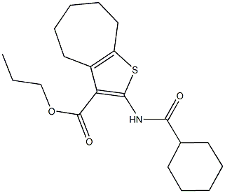 propyl 2-[(cyclohexylcarbonyl)amino]-5,6,7,8-tetrahydro-4H-cyclohepta[b]thiophene-3-carboxylate 结构式