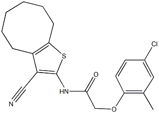 2-(4-chloro-2-methylphenoxy)-N-(3-cyano-4,5,6,7,8,9-hexahydrocycloocta[b]thiophen-2-yl)acetamide 结构式