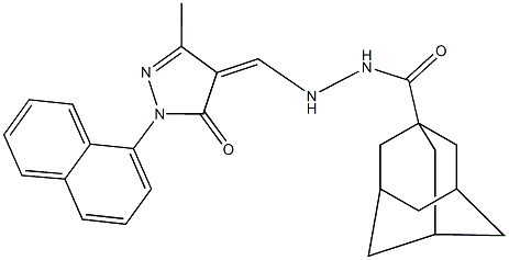 N'-{[3-methyl-1-(1-naphthyl)-5-oxo-1,5-dihydro-4H-pyrazol-4-ylidene]methyl}-1-adamantanecarbohydrazide 结构式