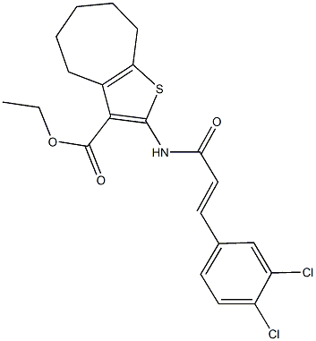 ethyl 2-{[3-(3,4-dichlorophenyl)acryloyl]amino}-5,6,7,8-tetrahydro-4H-cyclohepta[b]thiophene-3-carboxylate 结构式